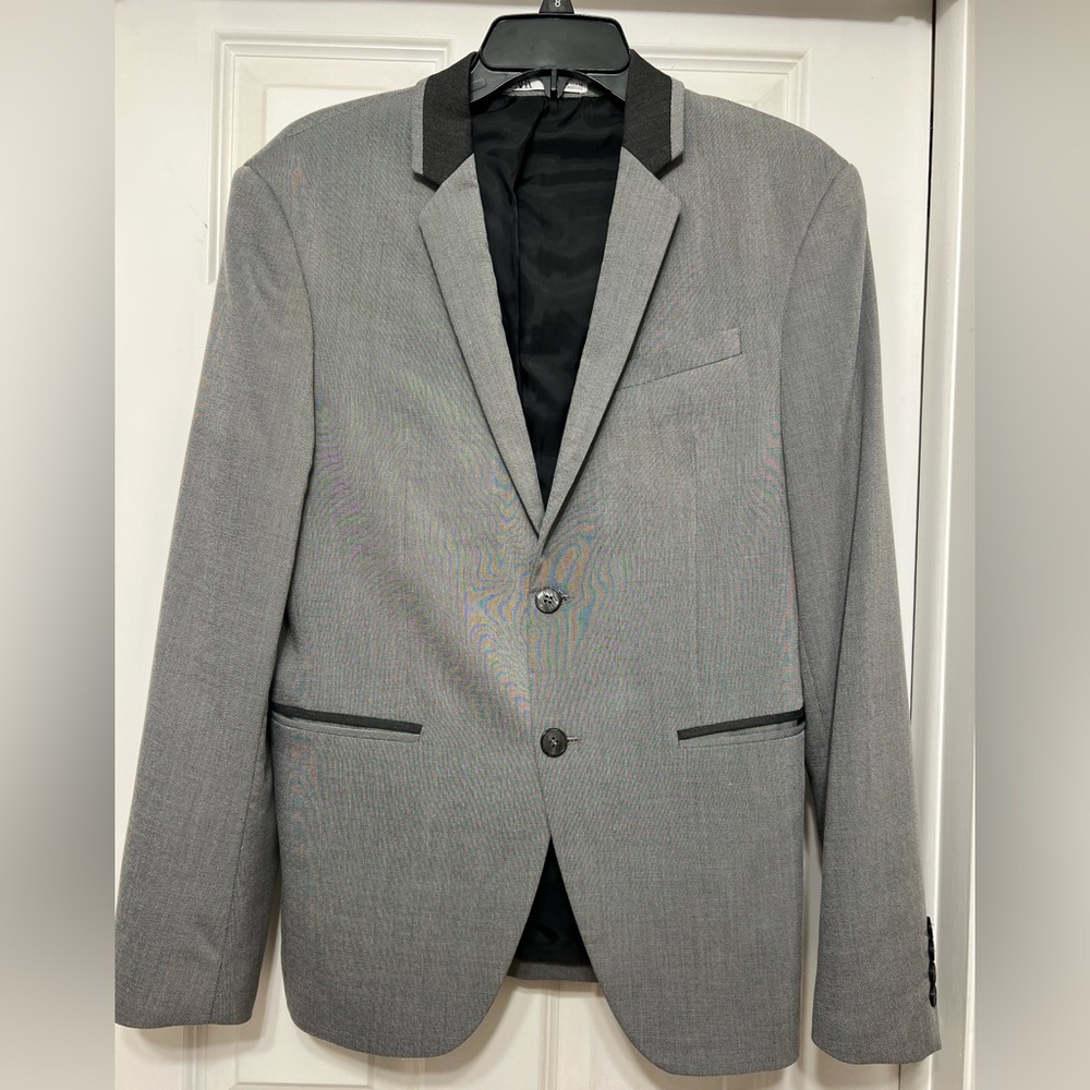ZARA Light Gray Blazer | Suit Jacket | With Black Trim